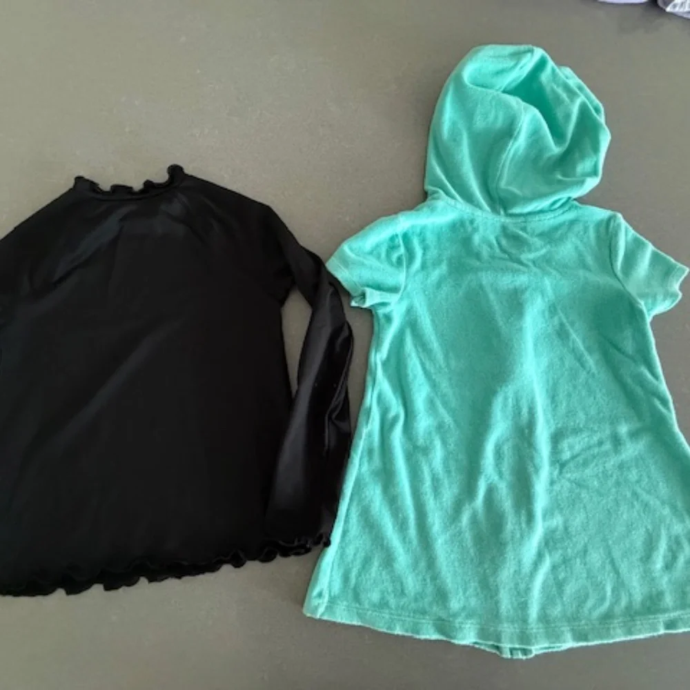 Little Girl Size 5 (XS) Swim Terry Cloth Zip Up and Rash Guard